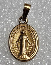 Catholic Vintage 10k Gold Tiny Miraculous Medal Mary Religious Medal picture