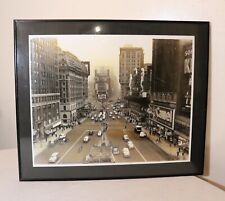 antique 1920's New York Times Square black and white scene photograph poster  picture