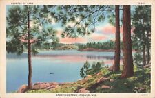 Glimpse Of Lake Greetings From Spooner Wisconsin Posted 1937 Postcard picture