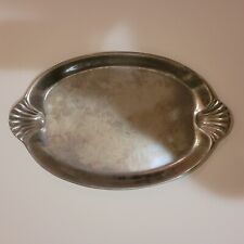 Vintage The Wilton Co. RWP Pewter Serving Platter Oval Scalloped Handle  picture