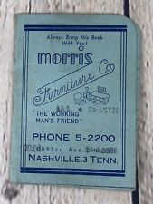 Vintage 1947-49 Morris Furniture Co Nashville Tennessee Account Payment Booklet picture