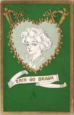 1911 ST. PATRICK'S DAY Embossed Postcard Pretty Lady ERIN GO BRAGH - AH Co. picture