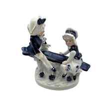 Vintage SATIS-5 Boy Girl Victorian On SeeSaw Figurine Ceramic Porcelain picture