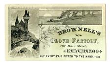 KALAMAZOO MICHIGAN*BROWNELL'S GLOVE FACTORY*BUFFORD LITHO*VICTORIAN TRADE CARD picture