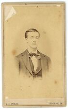 CIRCA 1880'S Named CDV Handsome Young Man Suit Bow Tie Stiles Tidioute, PA picture