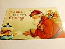 Red Robe Santa Clause Toy Sack Antique XMAS Postcard ONE CENT GREEN STAMP picture