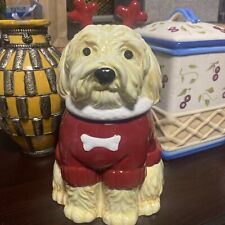 Vintage Pier 1 Imports Christmas Dog Corgi  Reindeer Antlers Cookie Treat Jar picture