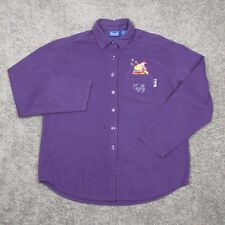 Vintage Winnie The Pooh Shirt Adult Large Purple Embroidered Button Up Piglet picture