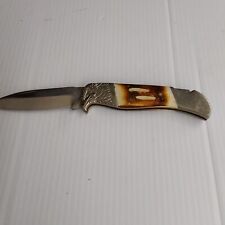 Vintage Eagle Stag Handle Folding Pocket Knife  Pakistan Stainless Steel  Blade picture