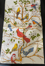 Vintage Linen Wild Bird Tea Towel Colorful All Over Print picture