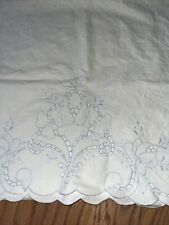 Hand Embroidered White Pillow Case , Vintage  19 X 33 Inches  picture