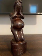Vintage Because of You Pregnant Woman Wooden Figurine - Hand Made  8