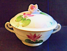 Herend Porcelain QUEEN VICTORIA Rose Finial SUGAR BOWL Gold Trim, Lovely picture