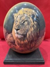 Decorative Ostrich Egg Shell w/Base  - Majestic Lions / African Scene picture