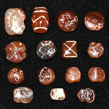 15 Large Ancient Central Asian Etched Carnelian Beads over 2000 Years Old picture