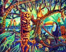 CBjork Signed 8x10 PRINT Toucan Meet Fire Tiki Hawaiian Rainforest Lagoon beach picture