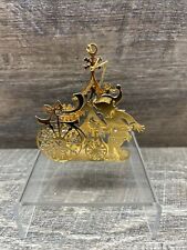 Danbury Mint 3D Gold Plated Annual Ornament 1987 ELF W BICYCLE & TREE DM30 picture
