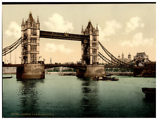 England. London. Tower Bridge (Open) Vintage Photochrome by P.Z, Photochrome Z picture