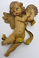 Vintage Fontanini Nativity Cherub Angel Tambourine Figure Plastic Italy 266 picture