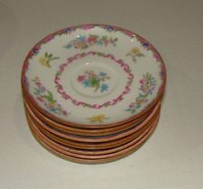 8 VINTAGE Mintons England NUMBERED Saucer Floral Pink White B925 picture