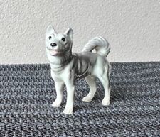 Vintage Glazed Porcelain Husky Dog Figurine Collectible ** picture