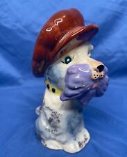 Vintage Ceramic Scottish Terrier Dog Planter Multicolor Brown Hat Scruffy Hippie picture
