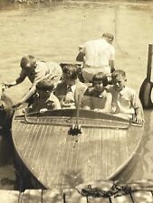 Q7 Photograph 1920's Family On Old Wood Small Wooden Boat Dock Kids  picture