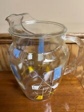 Vintage Federal Glass, Abstract Atomic Pitcher 2 Qt No chips Great Graphics picture