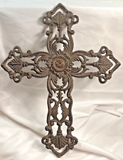 Cast Metal Cross with Rhinestones 15 1/2