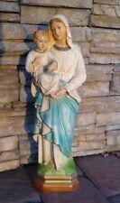 VINTAGE 1950s Mother Mary & Baby Jesus Painted Chalkware Christian Statue - 18