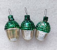3 Antique Vintage USSR Glass Xmas Christmas Ornaments - Acorns picture