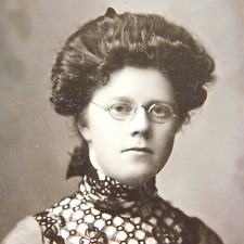 Antique Cabinet Card small, Woman with glasses, by Skirvseth, Crookston, MN picture