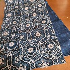 Japanese Old Cloth Cotton Pattern Dyeing Peeling Indigo Chrysanthemum Arabesque  picture