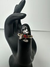 Vintage Walt Disney Mickey Mouse Enamel Ring Band Adjustable Gold Tone 1990s picture