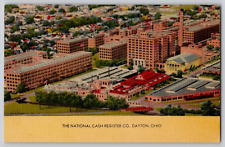 Aerial Birdseye View Cash Register Co Dayton OH Ohio Linen Postcard 1940's picture