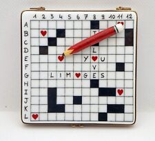 New French Limoges Trinket Box Crossword Puzzle I Love You Limoges with Hearts picture