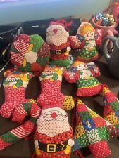 Vintage 1960 Stuffed  Handmade 6'' Christmas Ornaments 11 In Total picture