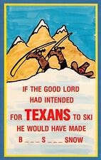 Vintage Postcard If The Good Lord Intended Texans to Ski... picture