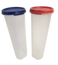 2x Tupperware Modular Mates 4-3/4 Cups Spaghetti Keeper 1661 BLUE Lid RED lid picture