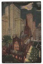 Trinity Church at Night, New York City c1915 lower Manhattan skyscrapers picture