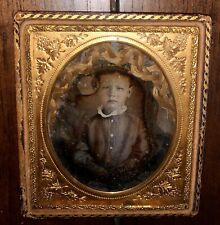 1/6 Daguerreotype Little Boy with Real Hair 1800s Memento Mori Hair Art Mourning picture
