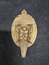 Antique 19th Century Figural Bronze Horned Devil Wall Match Safe Tongue Striker picture