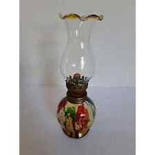 Vintage Miniture Kerosene Oil Lamp Drip Glass With Chimney Swirl Multi Color MCM picture