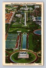 Washington DC, the Mall, towards the Capitol, Antique Vintage Souvenir Postcard picture