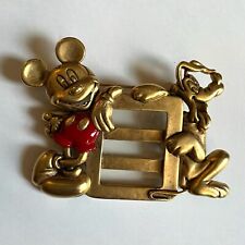 Vintage Disney Mickey Mouse & Pluto Mini Picture Frame Pin Brooch Gold Tone picture