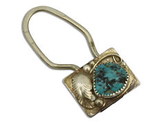 Navajo Key Chain .925 Silver Kingman Turquoise Native American Artist C.1980's picture