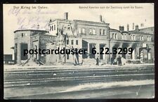 POLAND Korschen/ Korsze Postcard 1915 WW1 Ruins Train Station Bahnhof Feldpost picture