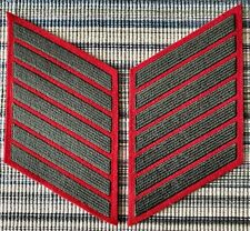One pair of Marine Corps Seven Bar green /red Service Stripes USMC 7 Hash Marks picture