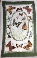 Vintage Assorted Butterflies Cotton Tea Towel Vista, Made In Britain, 29 X 17 picture