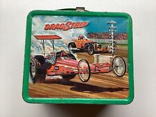 VINTAGE 1975 DRAG STRIP METAL LUNCHBOX WITH THERMOS & LID VERY RARE picture